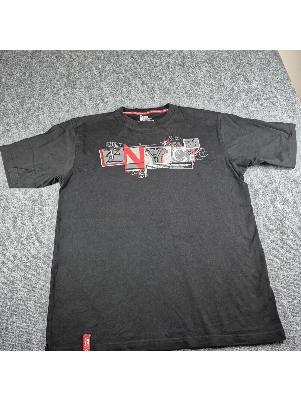 VTG Enyce Raglan T-Shirt Black/Red Embroidered Logo Hip Hop Streetwear Men’s XL